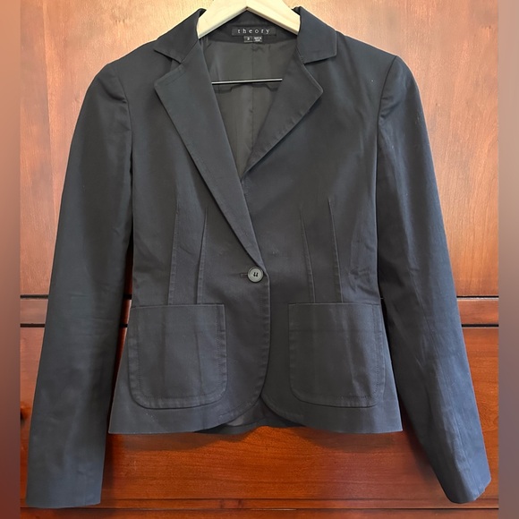 LADIES THEORY VINTAGE BLACK RILLEO BLAZER JACKET - SIZE 2 - Picture 2 of 9